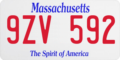 MA license plate 9ZV592