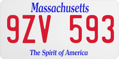 MA license plate 9ZV593