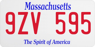 MA license plate 9ZV595