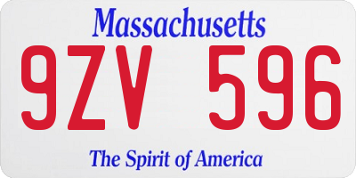 MA license plate 9ZV596