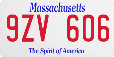 MA license plate 9ZV606