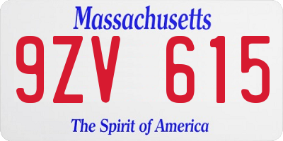 MA license plate 9ZV615