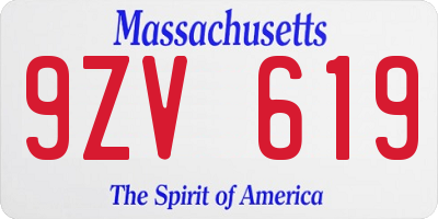 MA license plate 9ZV619