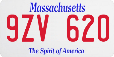 MA license plate 9ZV620