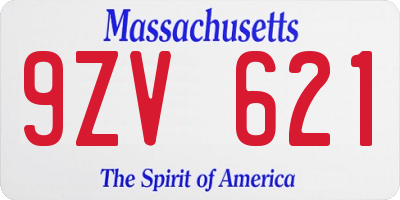 MA license plate 9ZV621