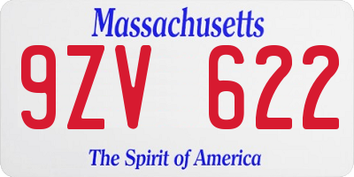 MA license plate 9ZV622