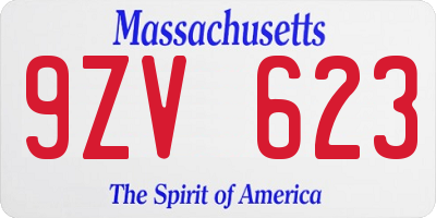 MA license plate 9ZV623