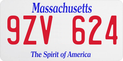 MA license plate 9ZV624