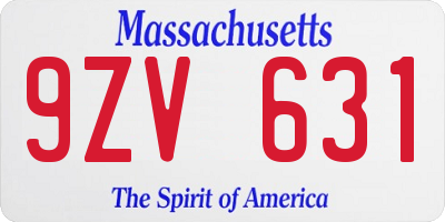 MA license plate 9ZV631