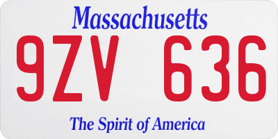 MA license plate 9ZV636