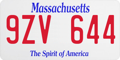 MA license plate 9ZV644