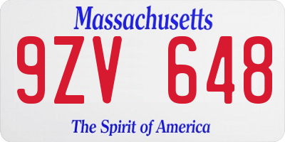 MA license plate 9ZV648