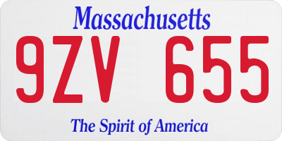 MA license plate 9ZV655