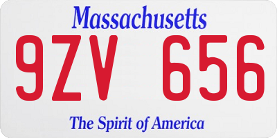 MA license plate 9ZV656