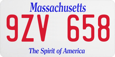 MA license plate 9ZV658