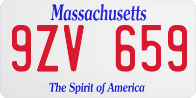 MA license plate 9ZV659