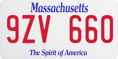 MA license plate 9ZV660