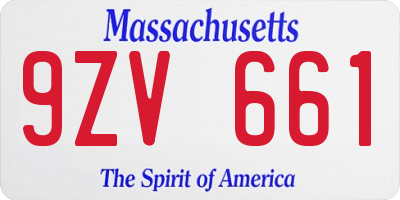 MA license plate 9ZV661