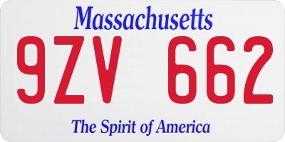 MA license plate 9ZV662