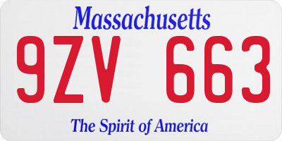 MA license plate 9ZV663