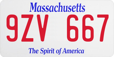 MA license plate 9ZV667