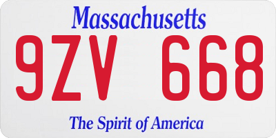 MA license plate 9ZV668