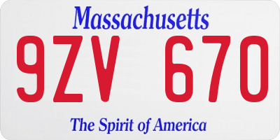 MA license plate 9ZV670