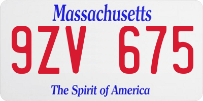 MA license plate 9ZV675