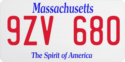 MA license plate 9ZV680