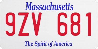 MA license plate 9ZV681