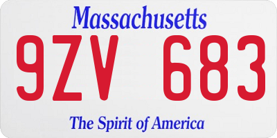 MA license plate 9ZV683