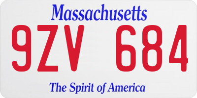 MA license plate 9ZV684