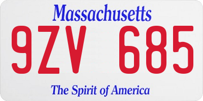 MA license plate 9ZV685