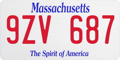 MA license plate 9ZV687