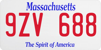 MA license plate 9ZV688