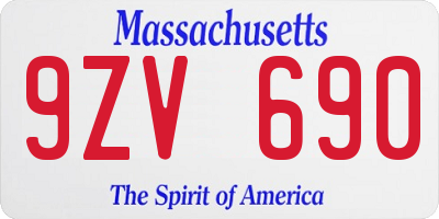 MA license plate 9ZV690