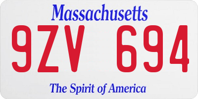 MA license plate 9ZV694