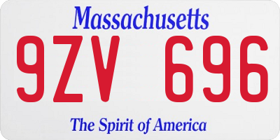 MA license plate 9ZV696