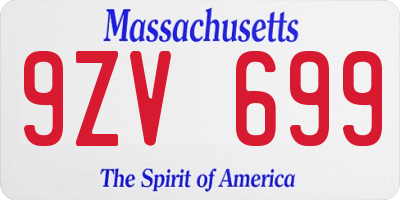 MA license plate 9ZV699