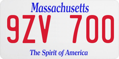 MA license plate 9ZV700