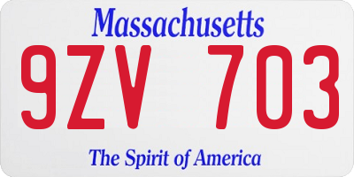 MA license plate 9ZV703