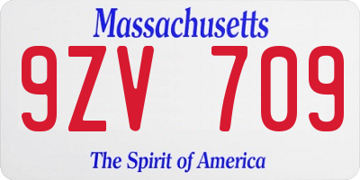 MA license plate 9ZV709