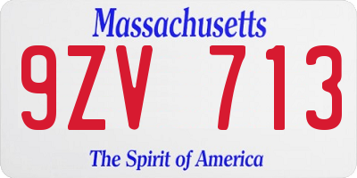 MA license plate 9ZV713