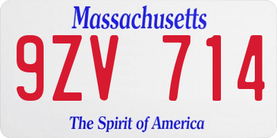 MA license plate 9ZV714