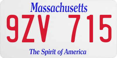 MA license plate 9ZV715