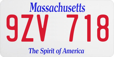 MA license plate 9ZV718