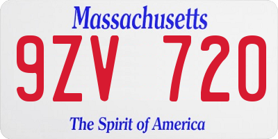 MA license plate 9ZV720