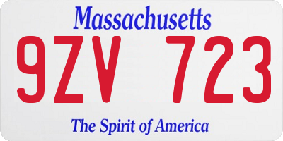 MA license plate 9ZV723