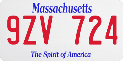 MA license plate 9ZV724