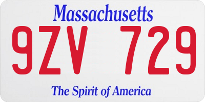 MA license plate 9ZV729